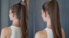 High Ponytail Trick, Barbie Hairstyles Real Life Ponytail, Double Ponytail Trick, How To Make Ponytail Look Longer, How To High Ponytail, High Pony Hack, Thick Ponytail Trick, High Ponies Hairstyles, How To Make High Ponytail