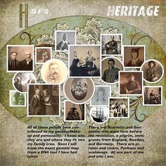 an old poster with many different pictures on it's back side, including the words heritage