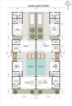 the floor plan for an apartment building with two floors and three pools in each area