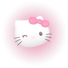 a white hello kitty with pink bows on its head and eyes is shown from the side