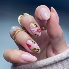 Valentine Nail, Nude Nail, Nail Trend, Accent Nail, Gel Nails Diy, Nail Candy, Rose Nails