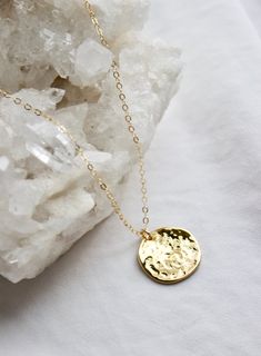 POUNDED DISC NECKLACE – Katie Waltman Jewelry Bachelorette Party Dress, Rehearsal Dress, Maxi Dress Wedding, Disc Necklace, Silver Dress, Gold Filled Chain, Jewelry Gift Box, Southern California, Silver Necklaces