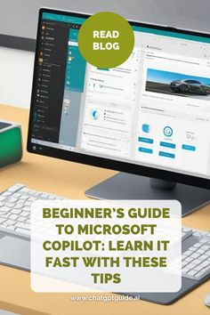 a computer with the text beginner's guide to microsoft it copilot learn it fast with these tips