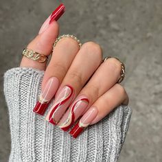 "Discover the hottest red nail designs 120 trending nail designs of 2023" Fake Nails Long, Unghie Nail Art, Red Acrylic Nails, Nagel Tips, Pink Cloud, Nail Type, Coffin Press On Nails, Nail Supplies, Ballerina Nails