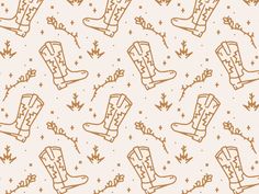 a pattern with cowboy boots and stars on it