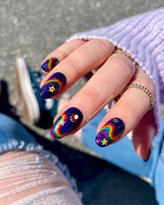 Comic Nail Art, Iris Nails, 80s Nails, Mystic Nails, Nails Orange, Nails Flower, Witchy Nails, Nails Pretty