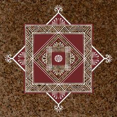 a brown and white square with an intricate design on it