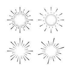 four black and white sunbursts on a white background, each with different shapes