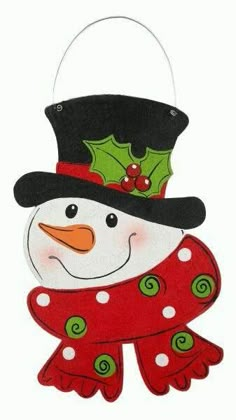 a christmas ornament with a snowman wearing a hat and scarf