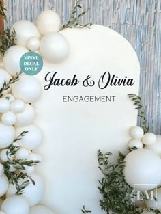 Celebrate your engagement with our Couple's Name Engagement Decal.  This vinyl decal is perfect for DIY engagement party decor, adding a personalised touch to your engagement backdrop, wall, or sign.  Create a stunning photo area for guests to capture unforgettable moments with this custom engagement decal. Ideal for elegant engagement decor, our decal adheres smoothly and peels off without residue, making your celebration truly special. 𝐊𝐄𝐘 𝐅𝐄𝐀𝐓𝐔𝐑𝐄𝐒: ✦ SUPER Easy to apply: Comes with Engagement Party Balloon Ring, Simple Boho Engagement Party, Minimalist Engagement Party Decor, Sage Green Engagement Party Decor, Engagement Party Photo Wall, Engagement Party Balloon Arch, Engagement Balloon Arch, Engagement Party Photo Backdrop, Engagement Party Ideas Decorations