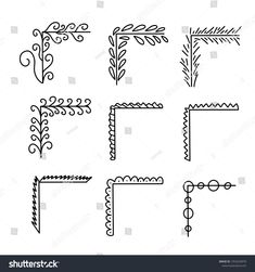 the set of hand drawn decorative frames and dividers for text or image on white background