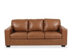 a brown leather couch on a white background