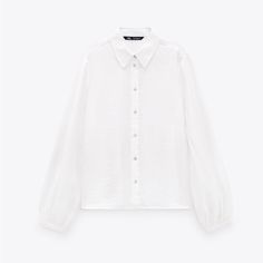 Zara Shirt With Jewel Buttons-White [Last One] - Size: Available In Xs. - Color: White Zara White Collared Top, White Collared Zara Shirt, White Button-up Tops For Fall, Fitted White Zara Shirt, Zara White Long Sleeve Blouse, White Button-up Top For Work, Chic White Zara Shirt, White Button-up Top From Zara, Zara White Button-up Shirt