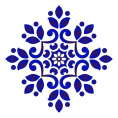 a blue and white snowflake on a white background