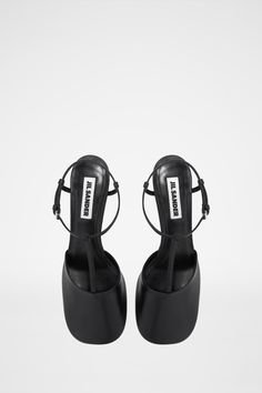 Leather heeled sandals Sandals Woman, High Sandals, Leather Heels Sandals, Black Sandals Heels, Ankle Straps, Jil Sander, Black Pumps, Luxury Retail, Heeled Sandals