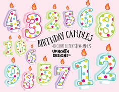 birthday candles with numbers and dots on pink background