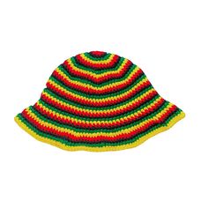 Made to order crochet bucket hat in Jamaican Rasta Colors. Perfect for gifting or vacations! One size, unisex adult hat sizing measuring approximately 22-23 inches in circumference. Rasta Crochet, Striped Bucket Hat, Jamaican Colors, Modest Casual, Modest Casual Outfits, Rasta Colors, Crochet Bucket, Crochet Bucket Hat, Bucket Hats