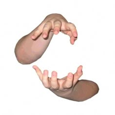 two hands reaching out towards each other with their fingers extended up to form the letter c