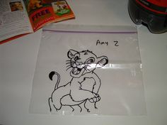 a drawing of a mouse on a plastic bag