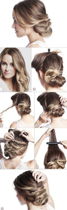 Nice! Easy as it looks? Chignon Bun, Up Dos, Braided Hair, Lauren Conrad