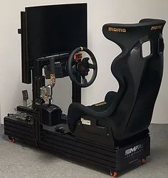 the steering wheel is mounted to the simulator