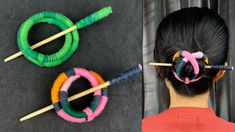 Diy Hair Assecories, Diy Hair Fork, Diy Barrettes For Women, Best Hair Accessories, Crochet Hair Pin, Diy Hair Charms, Hair Rings Hairstyles