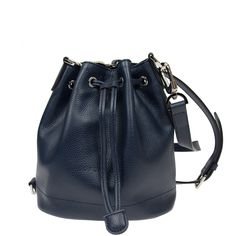 Longchamp La Foulonne Bucket Bag Originally Retailed For $495 Sold For $245 On The Real Real Open To Offers! Navy Genuine Leather + Silver Hardware Pebbled Texture & Embossed Logo At Front Lined Interior With 1 Zip Pocket & 2 Slip Pockets Drawstring Closure W/ Secret Side Zip Pocket Adjustable & Removable Shoulder Strap Style Can Be Worn As A Crossbody Or Shoulder Dimensions: 7.5"W X 5.5"D X 8"H // 22.5" Drop Note: Image Of The Red Bag Posted To Show It As A Crossbody. Bag Being Sold Is Navy. Th The Real Real, Note Image, Real Real, Red Bag, Leather Silver, Women Accessories Bags, Embossed Logo, Silver Hardware, Blue And Silver