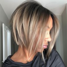 Jagged Edge Bob for Sleek Hair A Line Bobs For Fine Hair, Medium Slanted Bob Haircuts, Inverted Bob Round Face, Inverted Messy Bob, Straight Hair Choppy Bob, Exaggerated Bob Haircut, Straight A Line Bob, Compact Bob Haircut, Slightly Inverted Bob