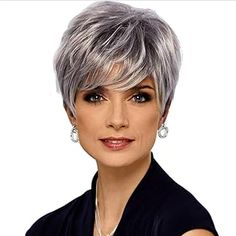 Dunner Wordend Haar, Silver Grey Hair, Short Grey Hair, Pixie Hair, Short Pixie Haircuts, Short Haircut, Short Wigs, Pixie Cuts, Pixie Hairstyles