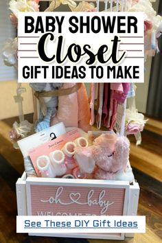 a baby shower gift box with teddy bears and other items in it that says, see these diy gift ideas