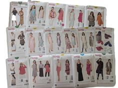 a bunch of women's dresses and shoes are shown in the catalog for sale