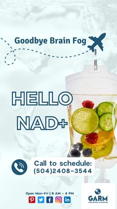 Goodbye Brain Fog... Hello NAD+! For more information: 📱: (504)2408-3544 or US VoIP: (305)848-0144. 📧: info@garmclinic.com #pain #regenerativemedicine #stemcells #drglennterry #stemcelltherapy #Roatan #Bayislands #GARMClinic #IVTherapy #NAD+ Iv Infusion, Iv Therapy, Stem Cell Therapy, Regenerative Medicine, Roatan, Brain Fog, Caribbean Island, Caribbean Islands, Stem Cells