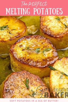 baked potatoes with herbs and seasoning in a pan