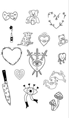 Small Tat Inspo Goth Symbols, Marble Tattoo, Simple Line Tattoo, Sticker Sleeve, Funky Tattoos, Yakuza Tattoo, Flash Tattoo Designs, Flash Sheet, Animal Skull