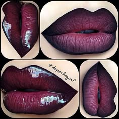 Disclaimer: unless otherwise mentioned all photos above are not mine they are photos I've found online and I find beautiful and would like to recreate in the future. Maybelline Lipstick, Ombre Lips, Matte Lipsticks, Smink Inspiration, Black Lips, Gothic Makeup, Gel Liner, Lip Art