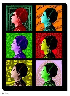 four different colored images of women with hair in various styles and colors, including the woman's face