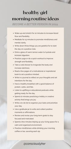 transform your mornings with the best healthy girl self-care rituals designed for ultimate well-being and become a better person in 2023. Elevate self-care practices and prioritize your wellness journey. Uncover the secrets to a revitalized and fulfilling morning routine. #MorningRoutine #SelfCare #WellnessTips #BestRitual Self Healing Daily Routine, Healthy Self Care Routine, Selfcare Morning Routine, How To Be Healthy Daily Routines, How To Be A Morning Person, Self Care Routines, Healthy Routines For Women, Create A Routine, Girl Morning Routine