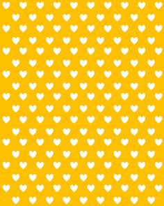 a yellow background with white hearts on it