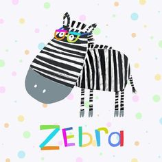 a zebra with sunglasses on it's head is standing in front of a polka dot background