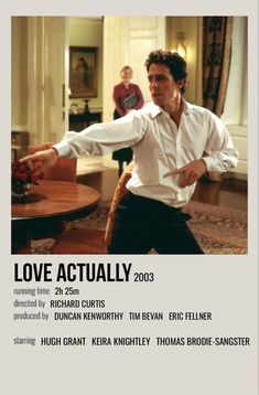 the movie poster for love, actually is in english and french language with an image of a man pointing at something