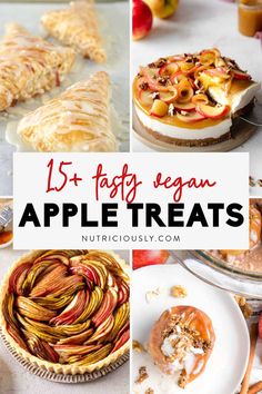 apple desserts and pastries are featured in this collage