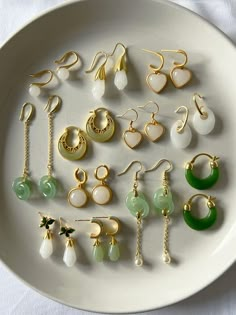 Jade And Pearl Earrings, Boho Pearl Earrings, Green Gold Earrings, Gold Jade Earrings, Sisterhood Round, Jade Accessories, Jadeite Jewelry, Jade Jewellery, Dainty Gold Earrings