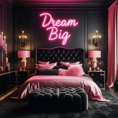 Ready for a bedroom refresh? Check out these 17+ black and pink decorating ideas to make your room a stylish haven. Pink And Black Decor Interior Design, Pink And Black Room Decor Ideas, Bedroom Pink Ideas, Bedroom Girly Ideas For Women, Black Pink And Gold Bedroom, Pink And Black Bed, Hot Pink And Black Room, Girly Room Decor Ideas Bedrooms