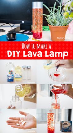 how to make a diy lava lamp with ingredients and instructions for making the liquid