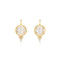 Temple St Clair Jewelry - 18K Moonface Earrings | Manfredi Jewels Moon Face Earrings, Triple Hoop Earrings, Jewelry King, Blue Crystal Earrings, Hammered Hoop Earrings, Face Earrings, Thread Earrings, Rough Crystal, Crystal Diamond