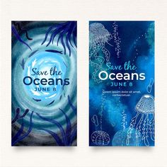 two book covers for save the oceans, one with an image of jellyfishs