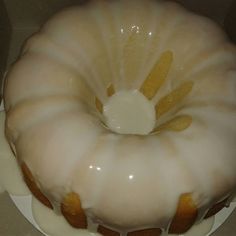 a bundt cake sitting on top of a white plate