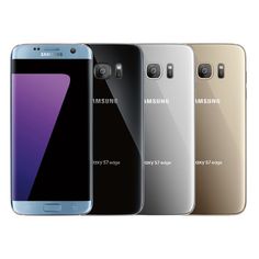 four samsung galaxy s7 edge smartphones in different colors and sizes, side by side