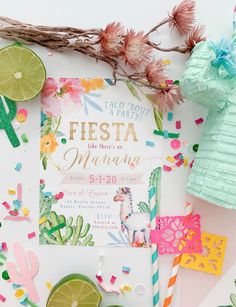 a mexican themed fiesta party with limes and paper decorations