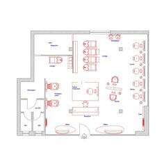 the floor plan for a restaurant with seating and kitchen areas, including an open concept